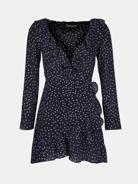 Réalisation Par The Alexandra Silk Wrap Dress - S - Navy Star